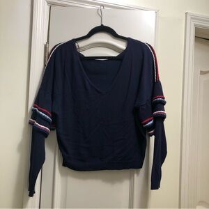 Red white and blue long sleeve crop sweater Small
